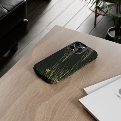 Green Tough Phone Case for iPhone - Midnight Gilded Grass