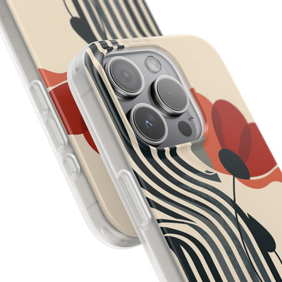 Beige Lite Phone Case for iPhone - Crimson Line Bloom