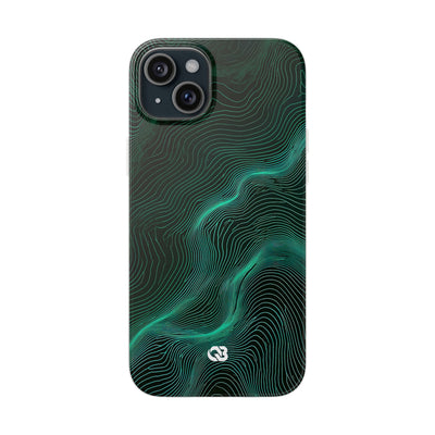 Teal Lite Phone Case for iPhone - Neon Jade Contour