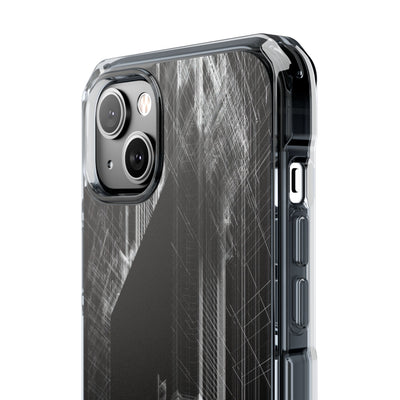 Black Impact MagSafe Phone Case for iPhone - Ghost Urban Wireframe