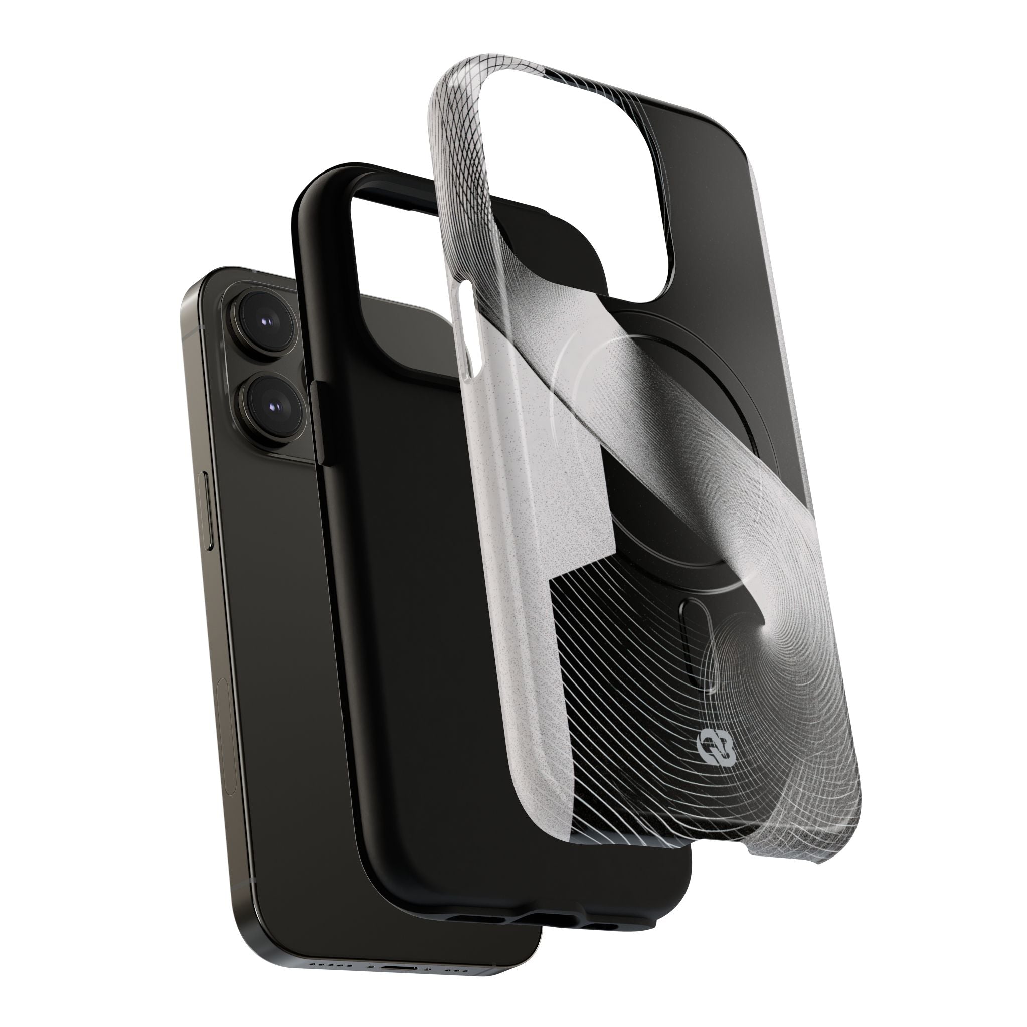 Grey Tough 2.0 Magsafe Phone Case for iPhone - Obsidian Moiré Wave