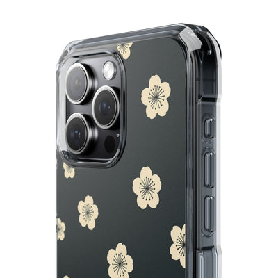 Teal Impact MagSafe Phone Case for iPhone - Obsidian Cream Petals
