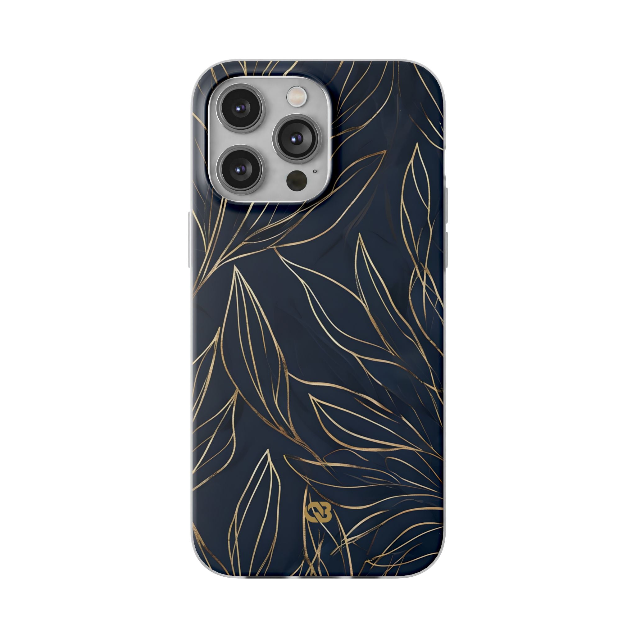 Gilded Navy Foliage · Soft Phone Case for iPhone