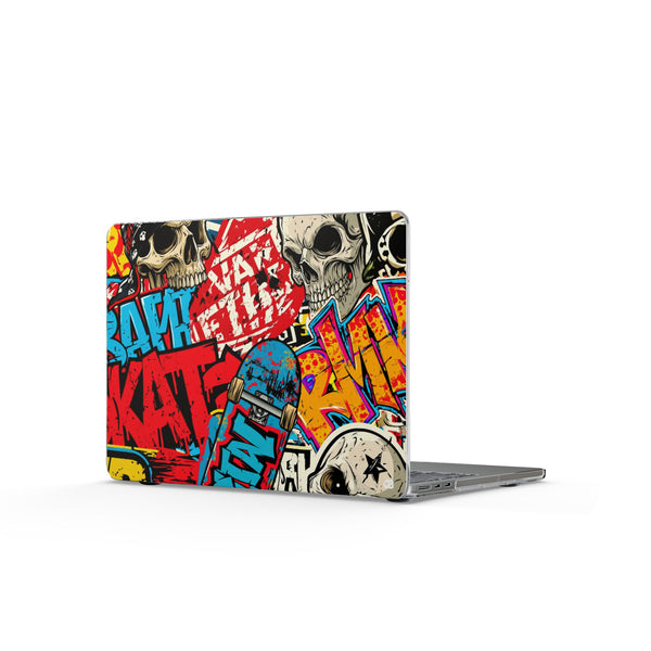 Skate Skull Riot · Clear Hard Case for MacBook · Red