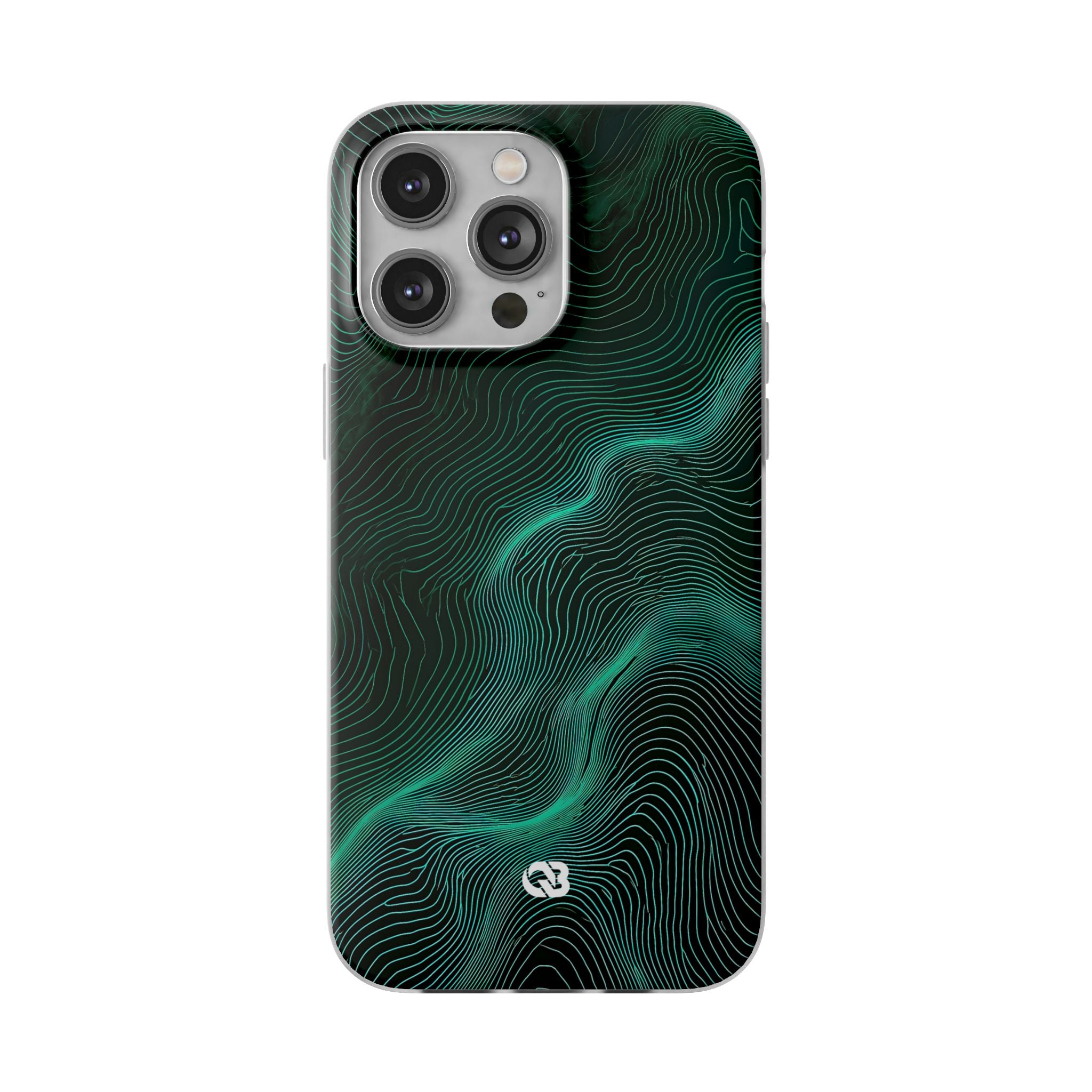 Teal Lite Phone Case for iPhone - Neon Jade Contour