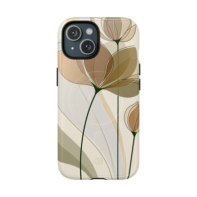 Beige Tough 2.0 Magsafe Phone Case for iPhone - Muted Ochre Petals