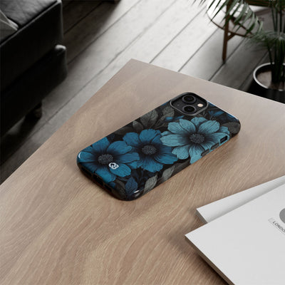 Obsidian Blue Petals · Coque de téléphone Tough pour iPhone