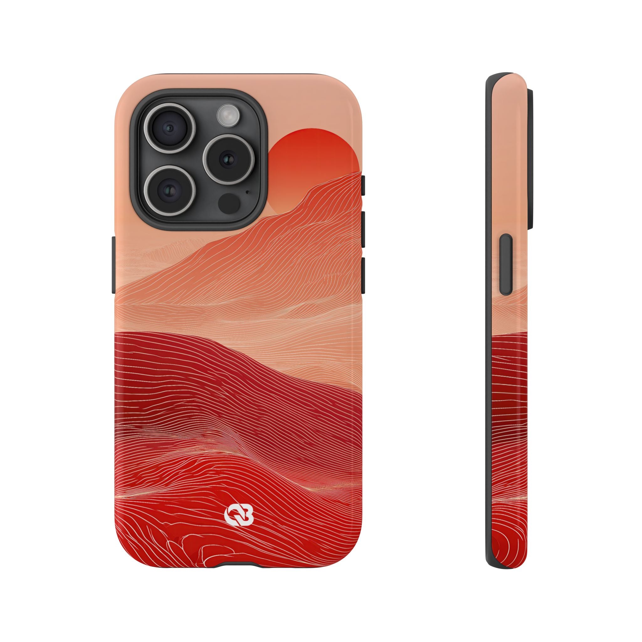 Red Tough Phone Case for iPhone - Crimson Ridge Lines