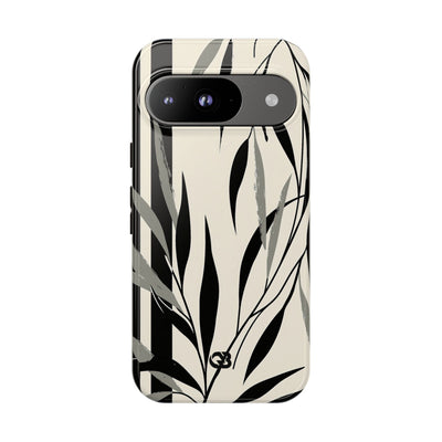 Beige Tough Phone Case for Google Pixel - Soot Leaf Sketch