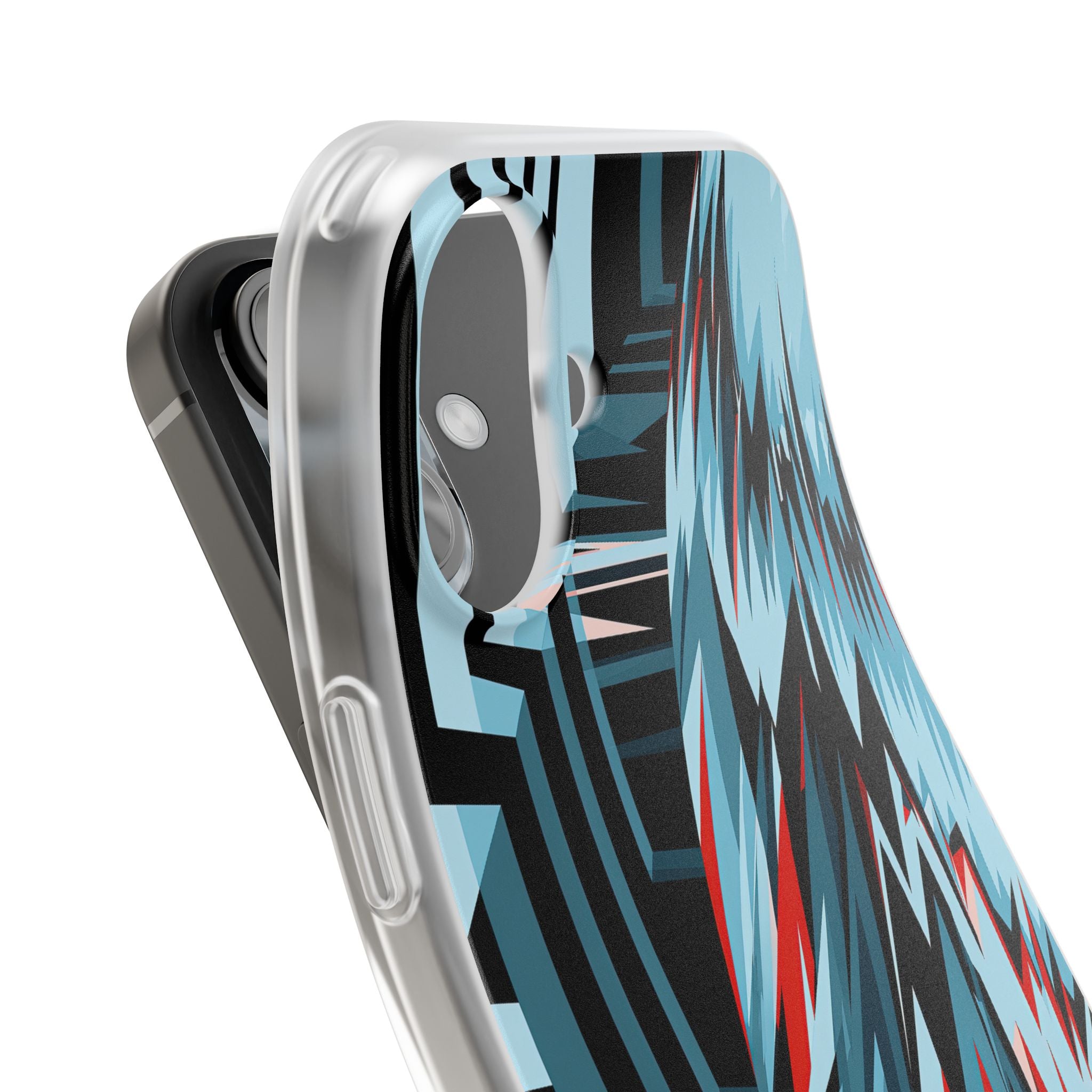 Blue Lite Phone Case for iPhone - Glitch Peak Cyan