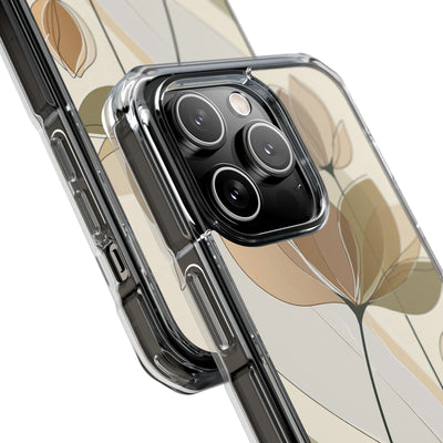 Beige Impact MagSafe Phone Case for iPhone - Muted Ochre Petals