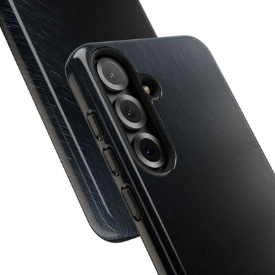 Black Tough Phone Case for Samsung - Midnight Brushed Grain