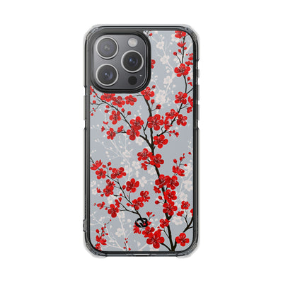 Grey Impact MagSafe Phone Case for iPhone - Crimson Sakura Slate