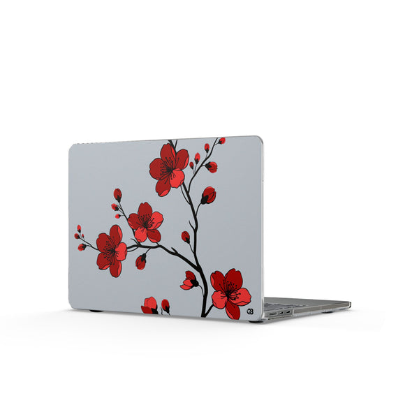 Scarlet Plum Blossom · Clear Hard Case for MacBook · Red