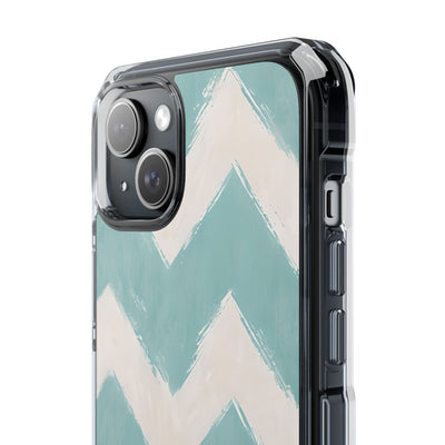 Teal Painted Chevron · Impact Coque de téléphone pour iPhone · Magsafe