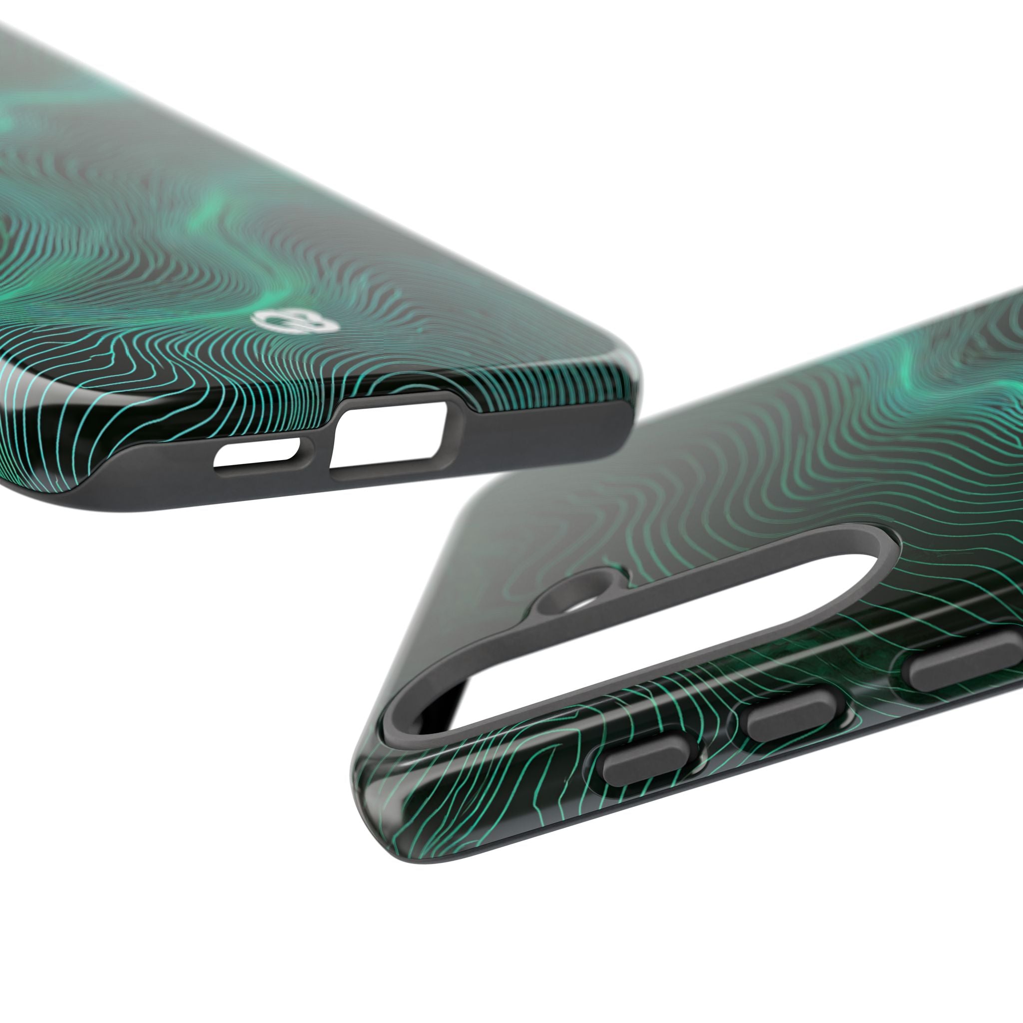 Teal Tough Phone Case for Samsung - Neon Jade Contour