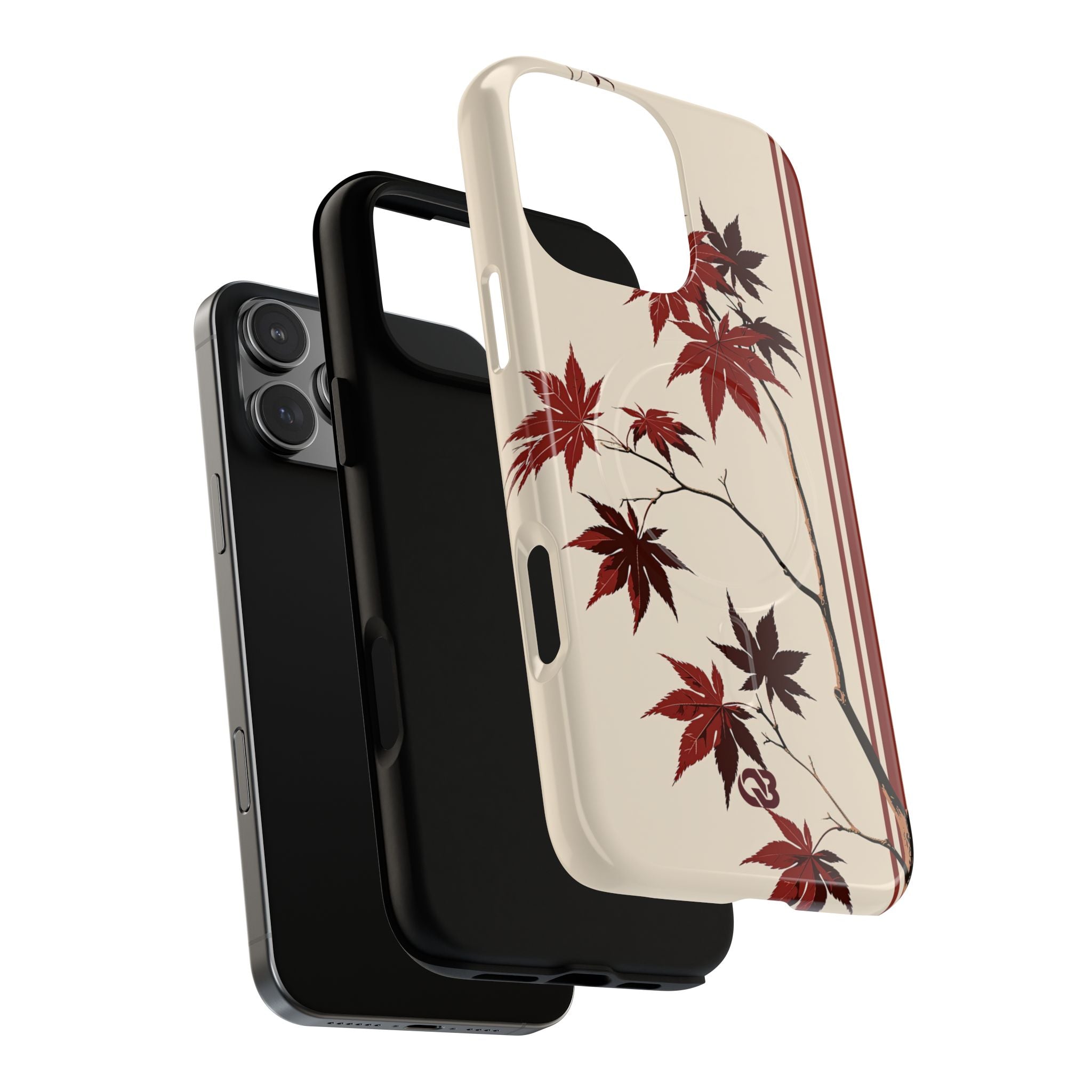 Red Tough 2.0 Magsafe Phone Case for iPhone - Crimson Momiji Stripe