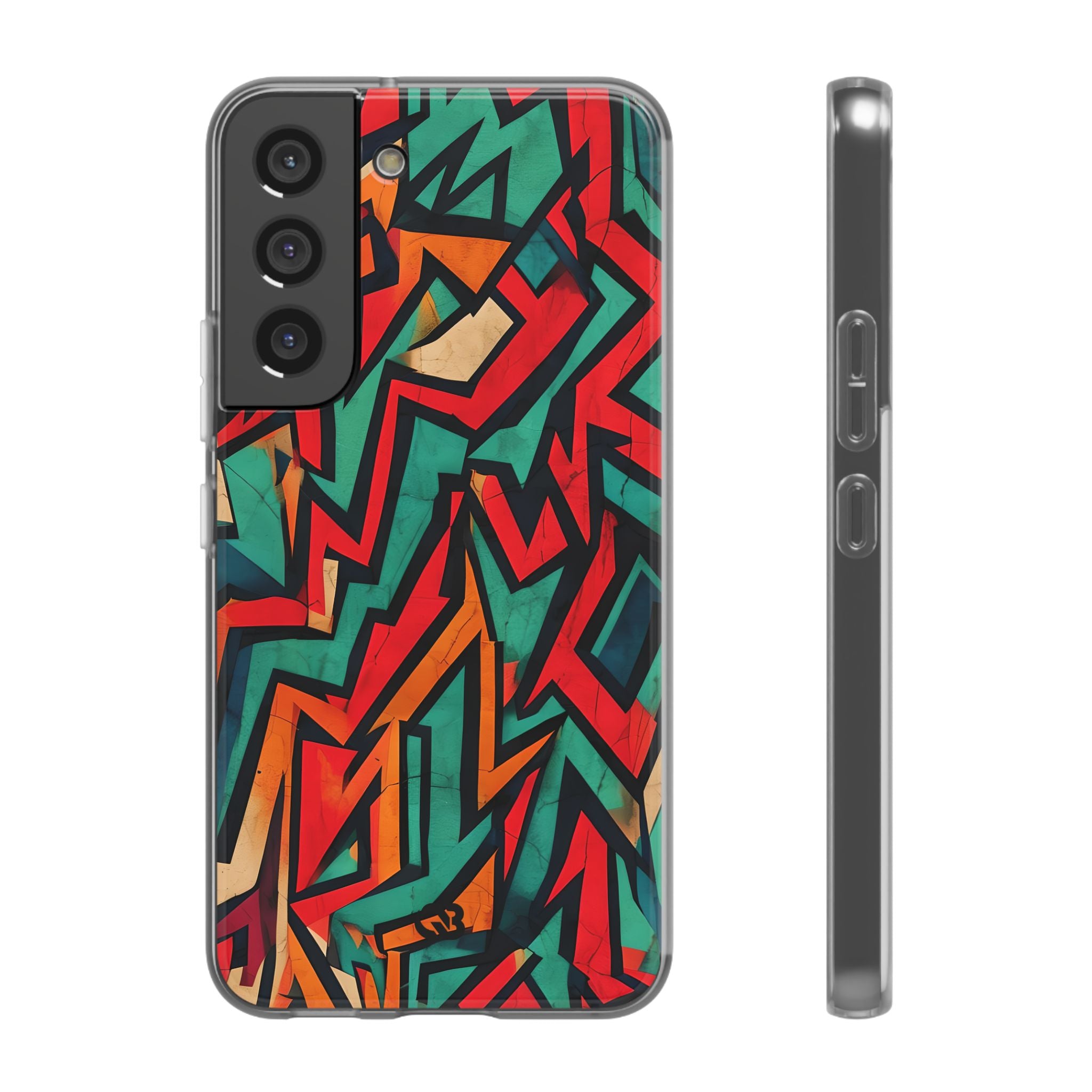Jagged Teal Static · Soft Phone Case for Samsung
