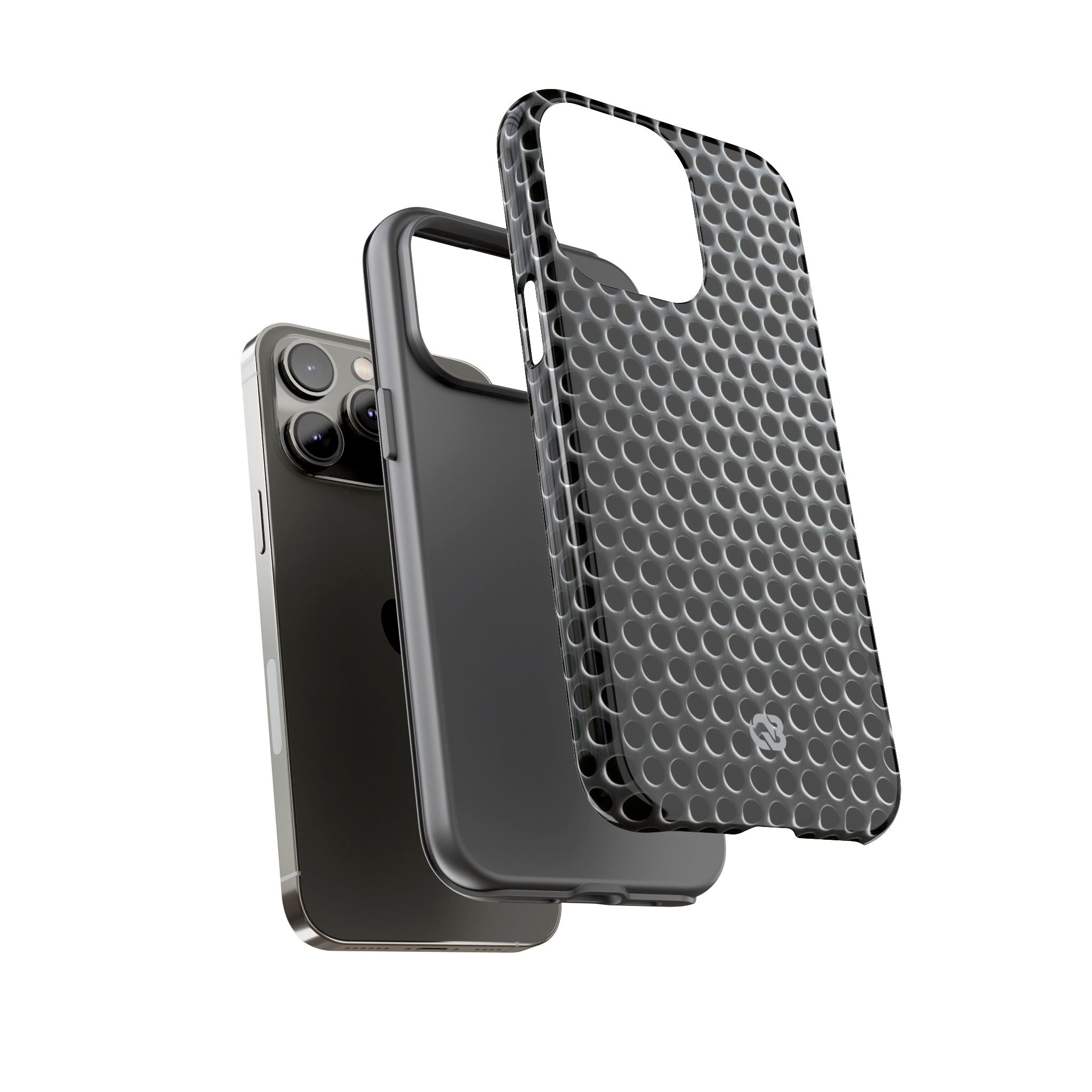 Silver Tough Phone Case for iPhone - Brutalist Steel Mesh