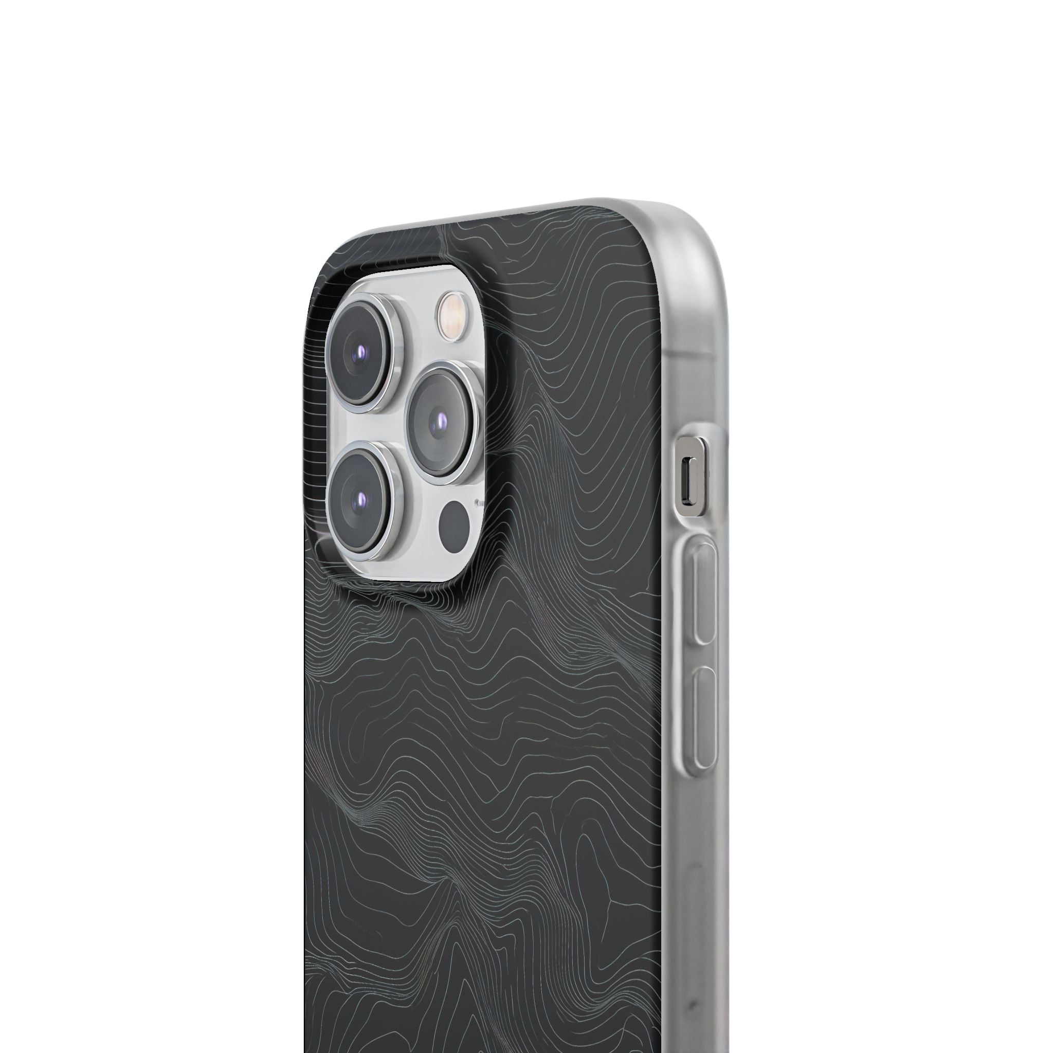 Black Lite Phone Case for iPhone - Obsidian Topo Wireframe