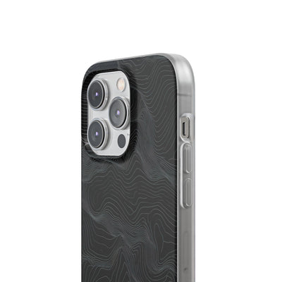 Black Lite Phone Case for iPhone - Obsidian Topo Wireframe