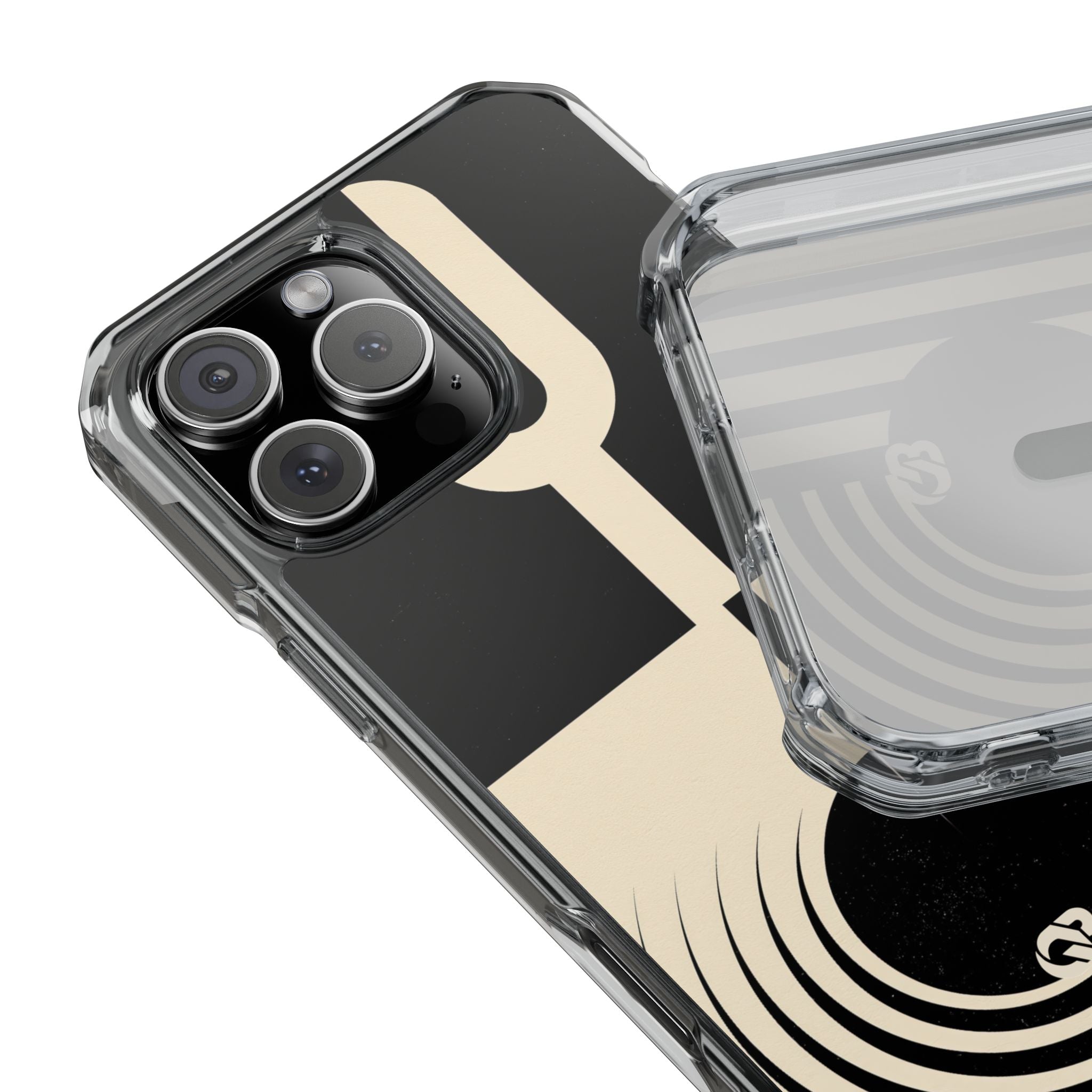 Black Impact MagSafe Phone Case for iPhone - Ivory Signal Grid