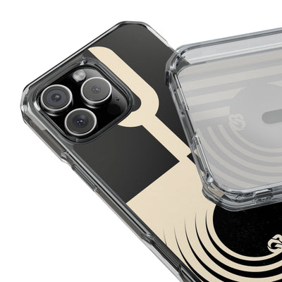 Black Impact MagSafe Phone Case for iPhone - Ivory Signal Grid