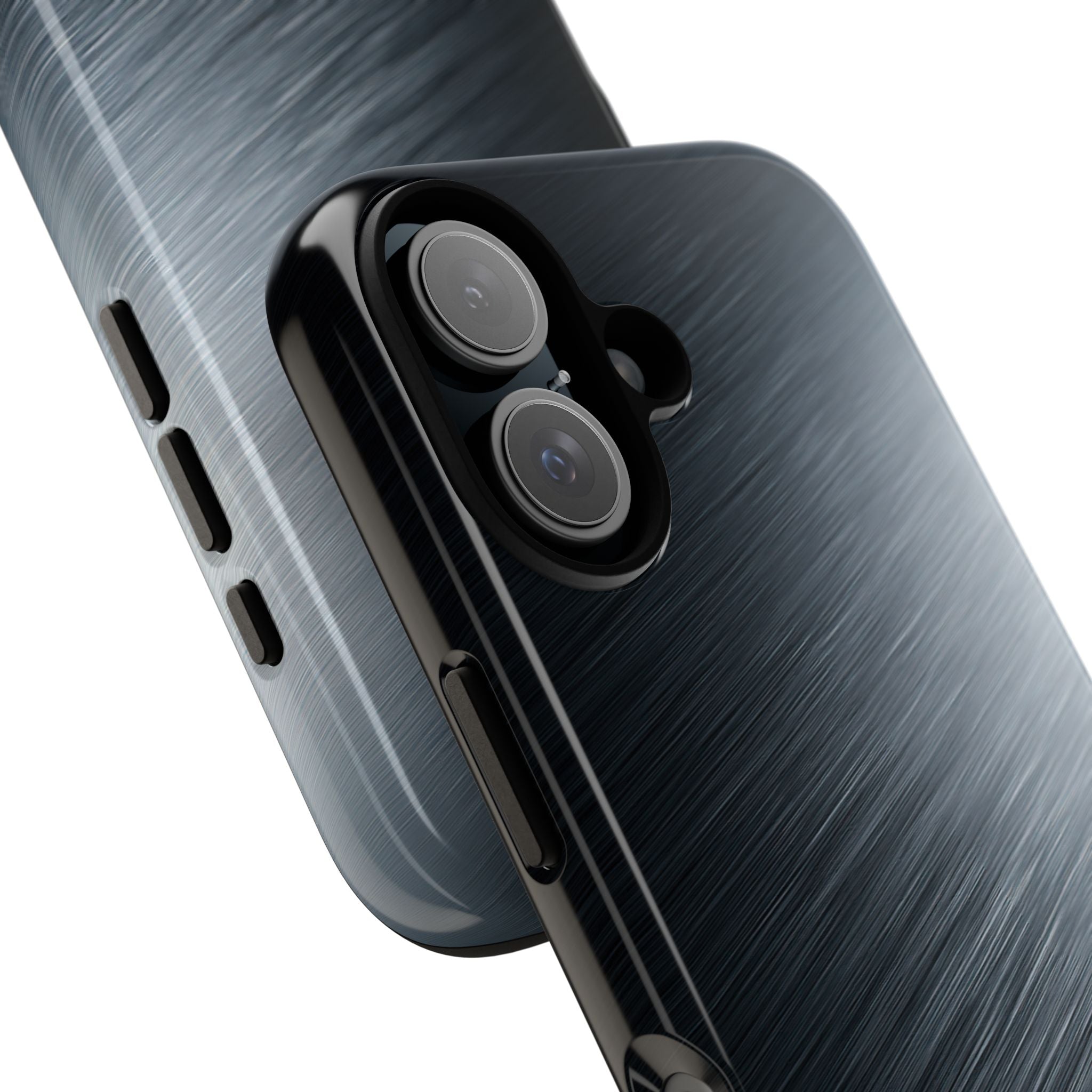 Grey Tough Phone Case for iPhone - Charcoal Brushed Steel