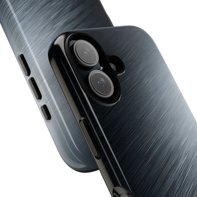 Grey Tough Phone Case for iPhone - Charcoal Brushed Steel