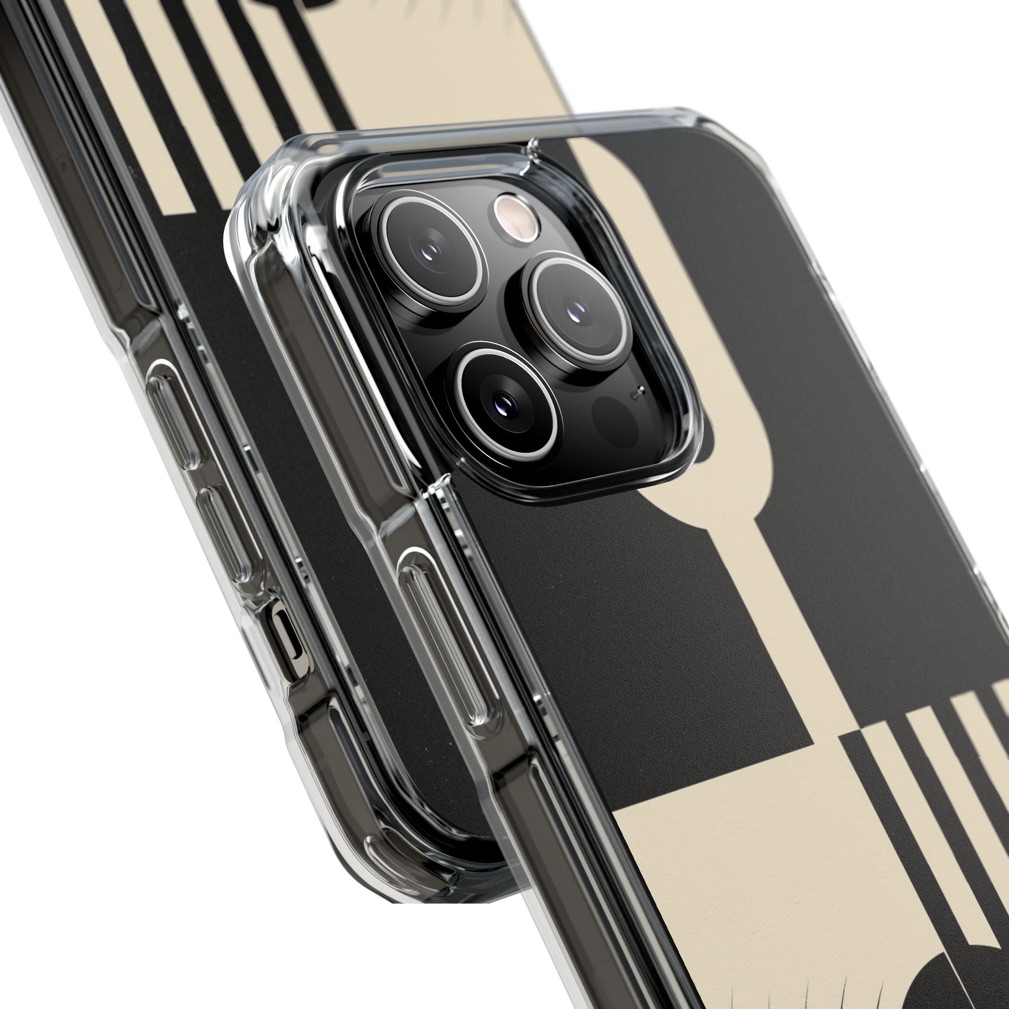 Black Impact MagSafe Phone Case for iPhone - Ivory Signal Grid