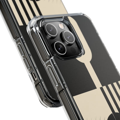 Black Impact MagSafe Phone Case for iPhone - Ivory Signal Grid