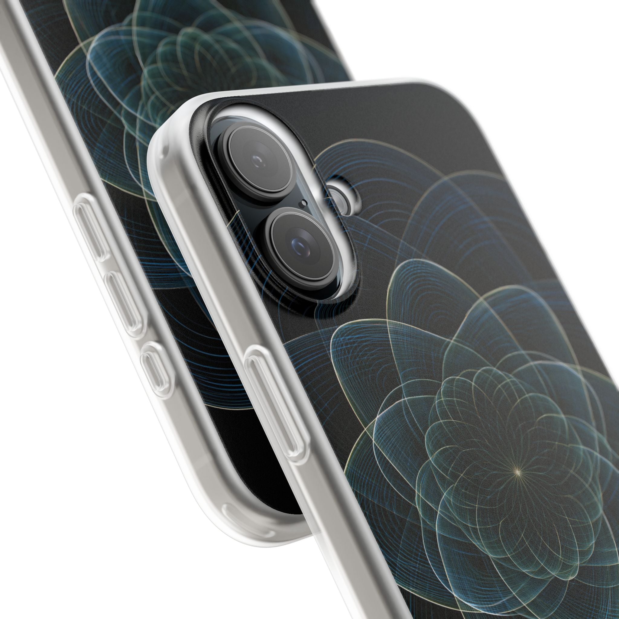 Blue Lite Phone Case for iPhone - Celestial Wireframe Bloom
