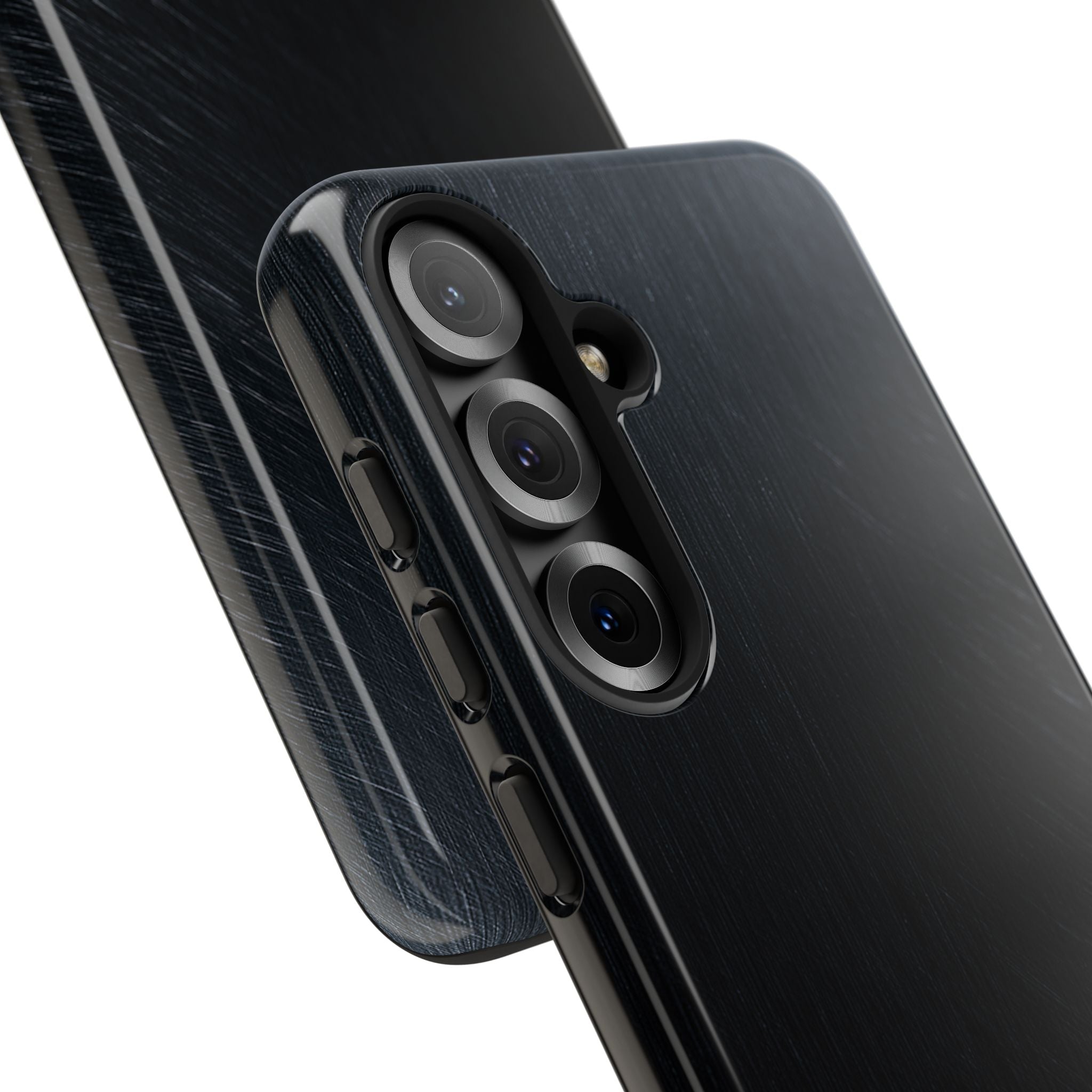 Black Tough Phone Case for Samsung - Midnight Brushed Grain