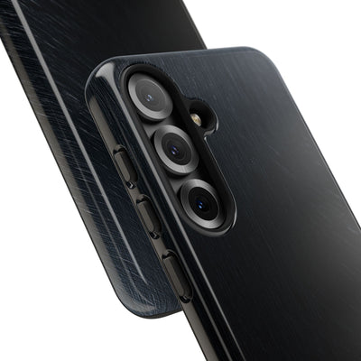 Black Tough Phone Case for Samsung - Midnight Brushed Grain