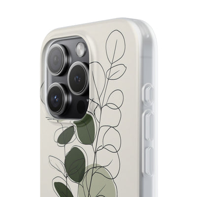 Green Lite Phone Case for iPhone - Muted Eucalyptus Sketch