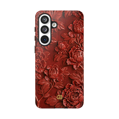 Cinnabar Peony Relief · Tough Phone Case for Samsung · Red