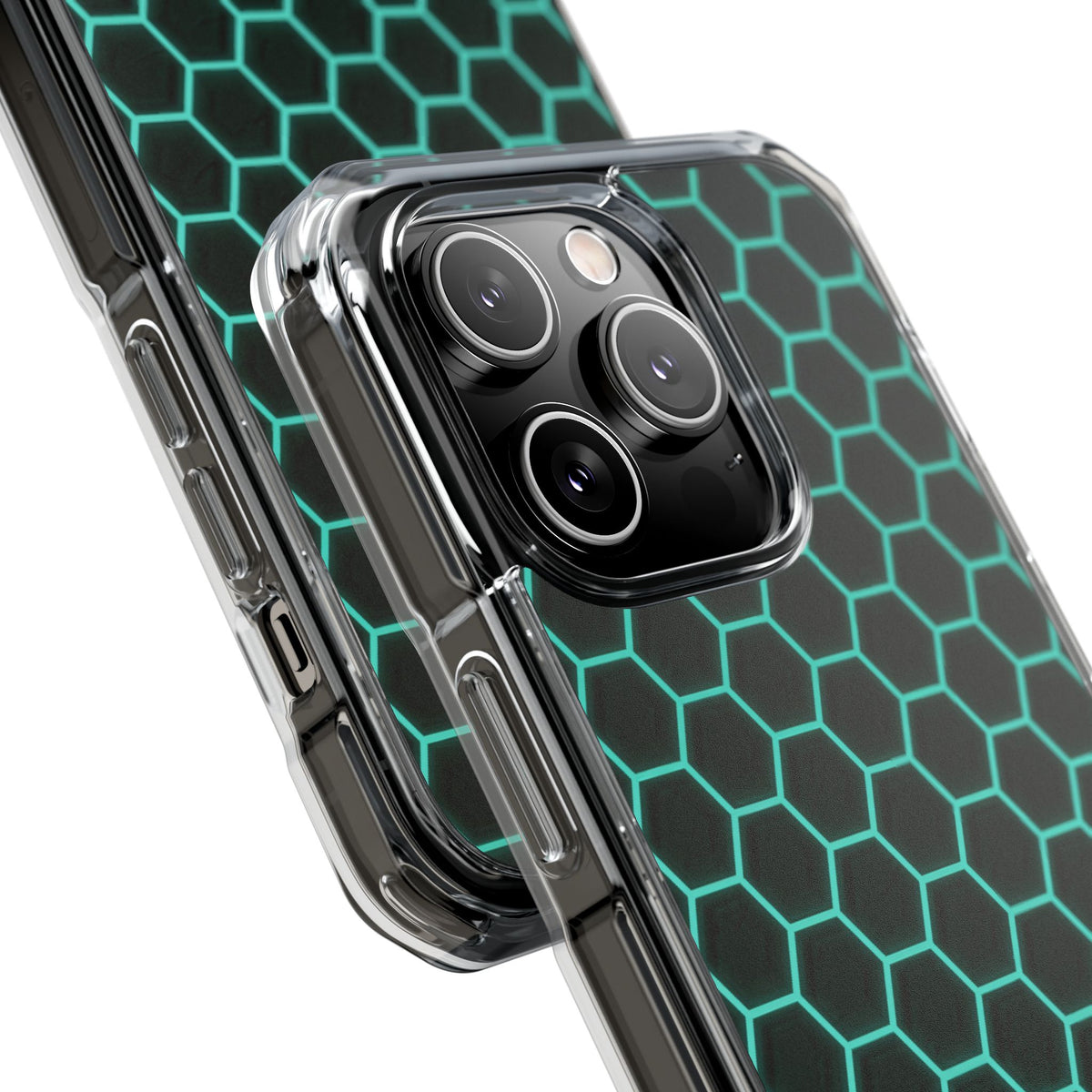 Neon Hex Spectrum · Clear Impact Magnetic Phone Case for iPhone · Teal