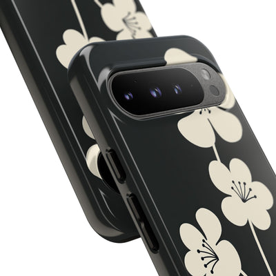 Black Tough Phone Case for Google Pixel - Obsidian Cream Bloom