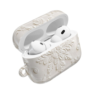 Ivory Baroque Relief · Hard Case for AirPods & AirPods Pro · White