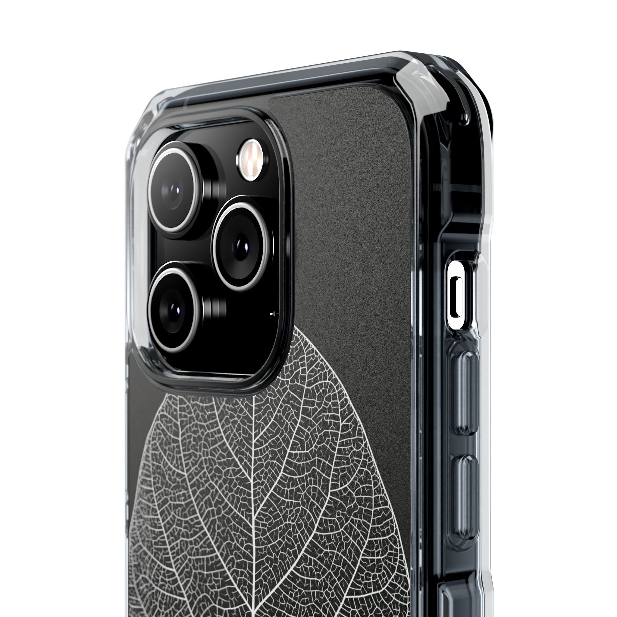 Black Impact MagSafe Phone Case for iPhone - Bleached Leaf Lattice