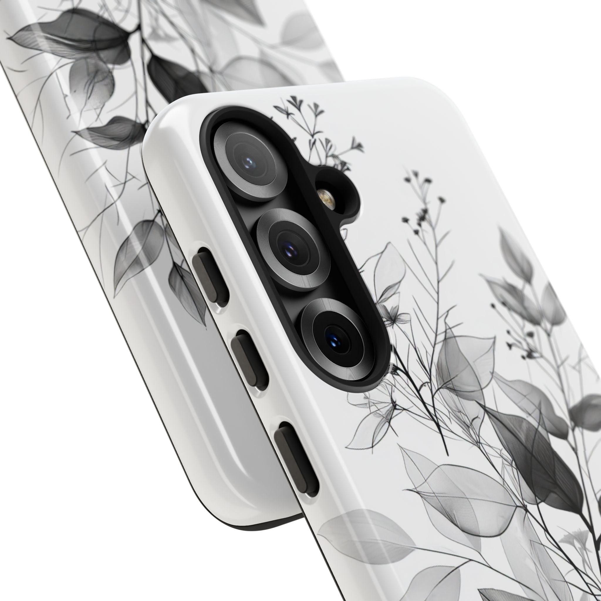 Veined Leaves Gray Samsung S25 Case - Tough