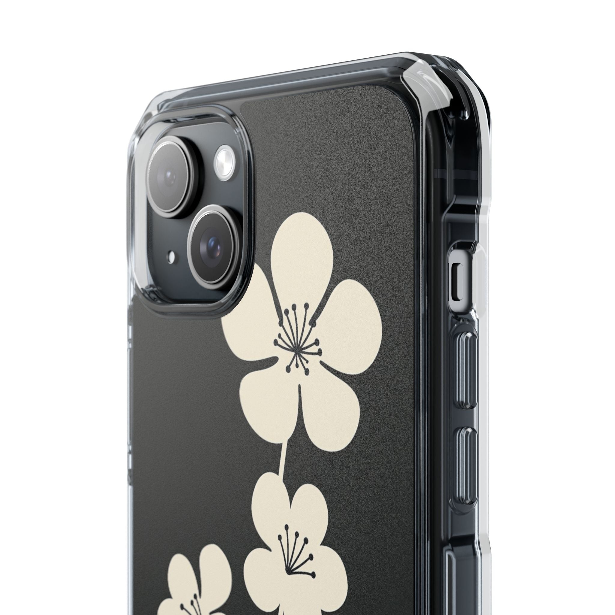 Black Impact MagSafe Phone Case for iPhone - Obsidian Cream Bloom