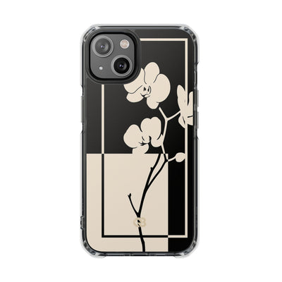 Beige Impact MagSafe Phone Case for iPhone - Nocturnal Orchid Frame