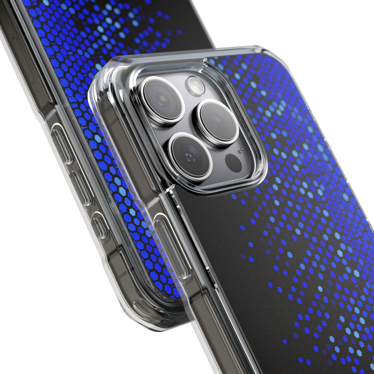 Cobalt Hex Dispersion · Clear Impact Magnetic Phone Case for iPhone · Blue