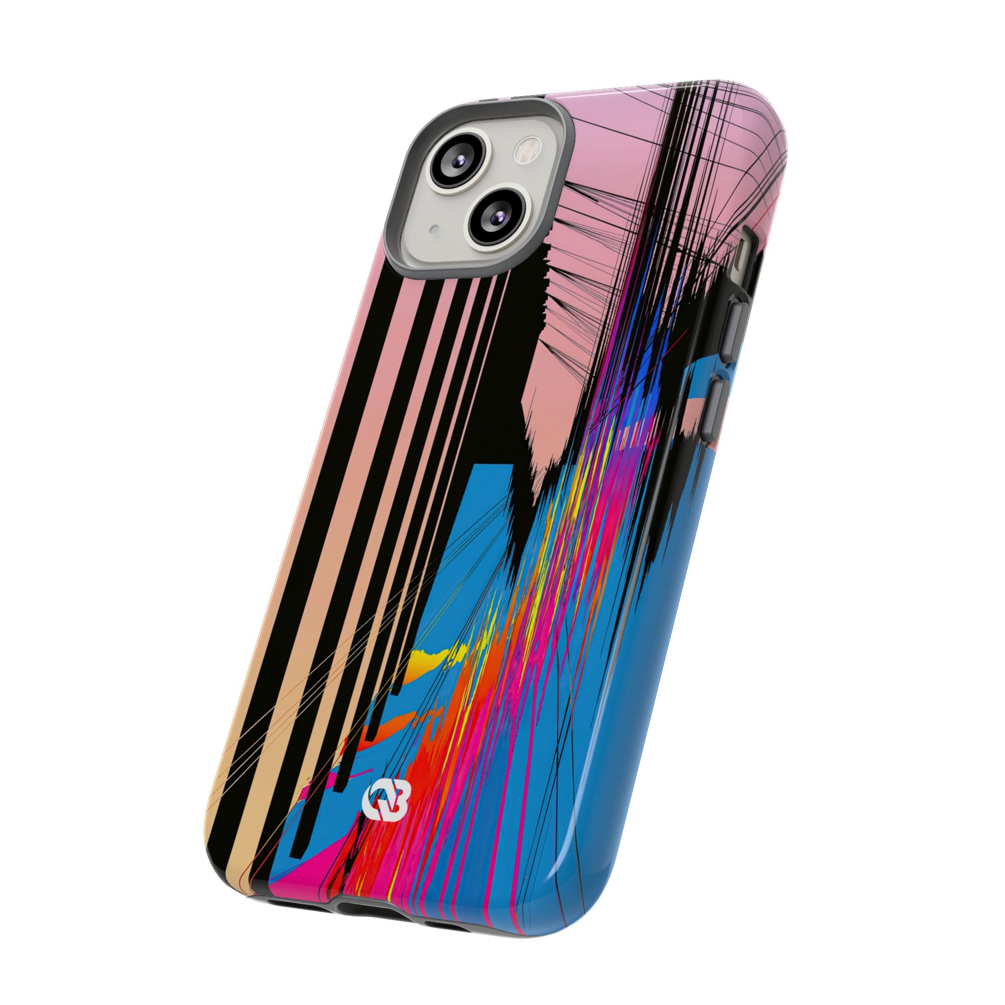 Blue Tough Phone Case for iPhone - Fractured Data Skyline
