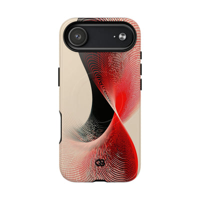 Red Tough 2.0 Magsafe Phone Case for iPhone - Crimson Grid Vortex