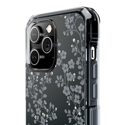 Black Impact MagSafe Phone Case for iPhone - Midnight Slate Blossom