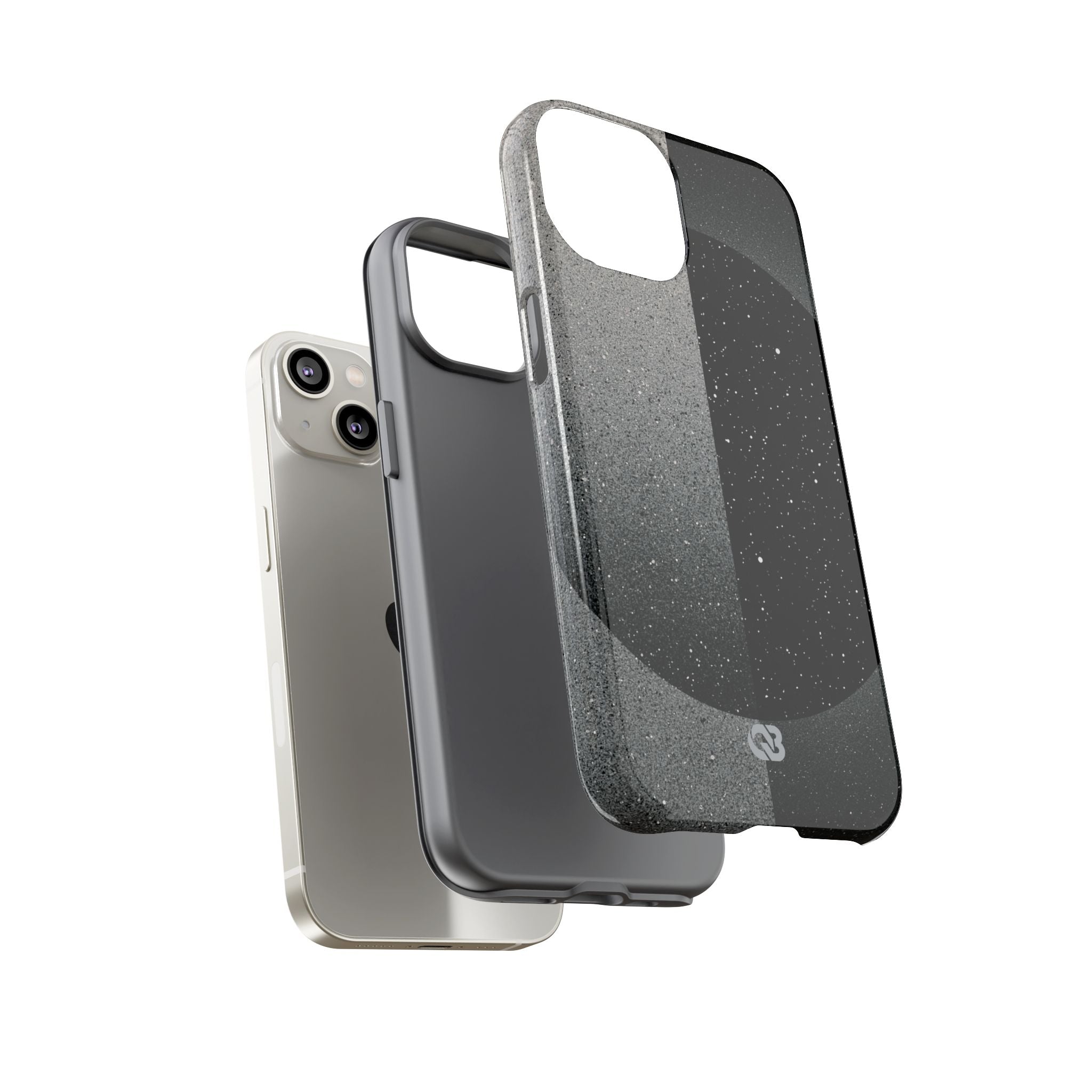 Black Tough Phone Case for iPhone - Lunar Static Orbit