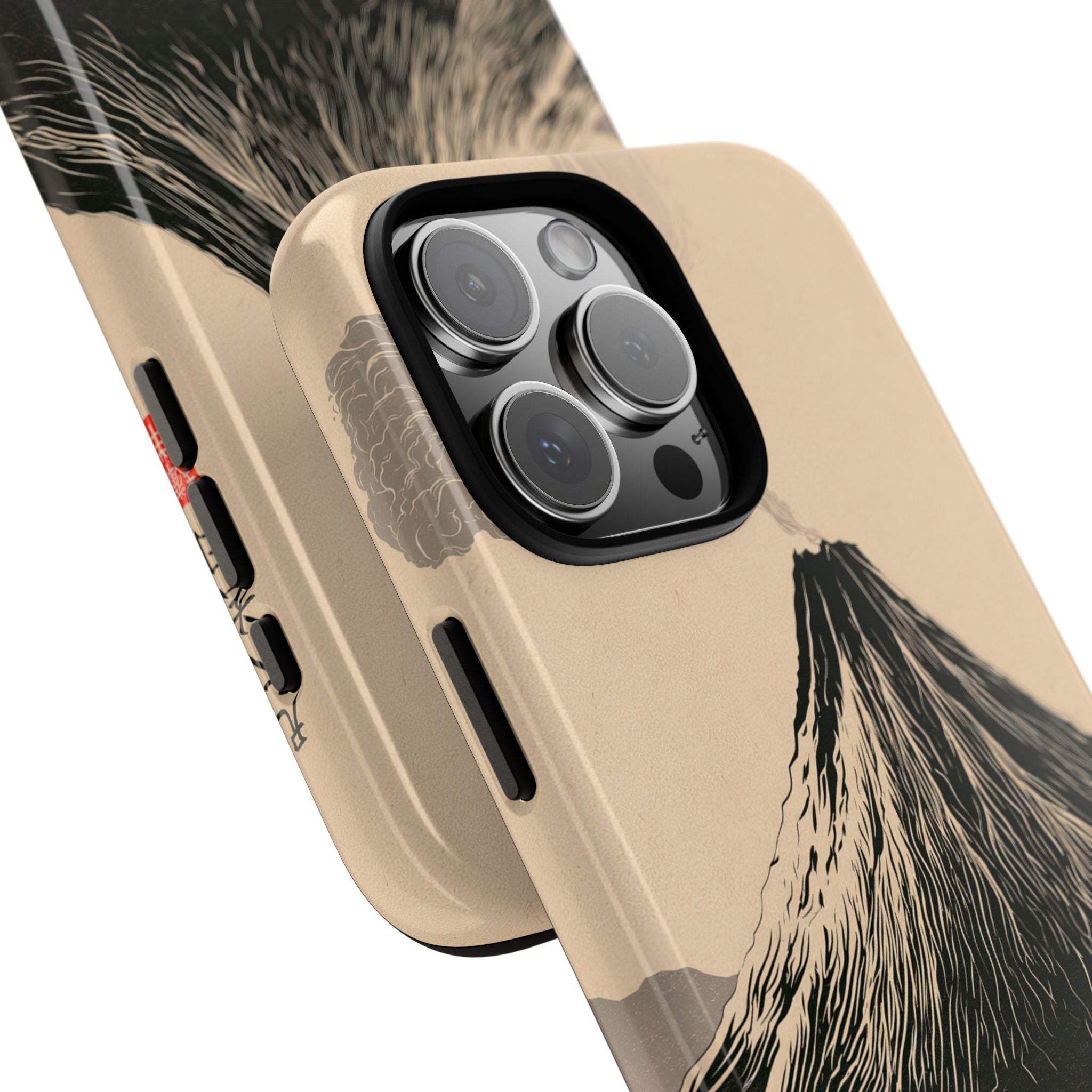 Beige Tough Phone Case for iPhone - Obsidian Ink Summit