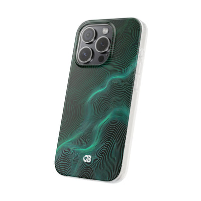 Teal Lite Phone Case for iPhone - Neon Jade Contour
